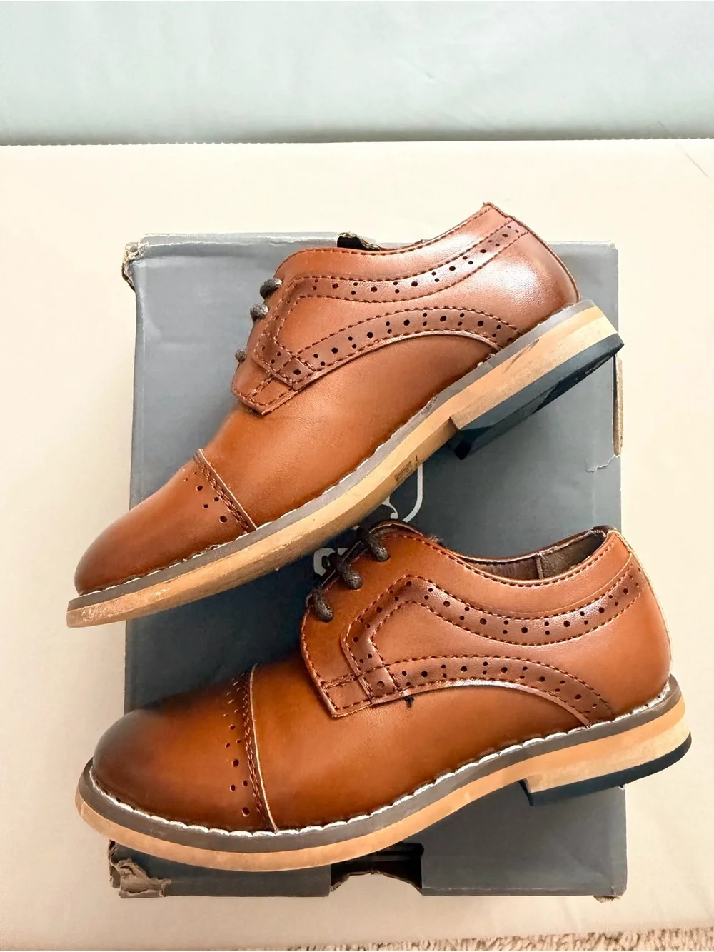 Stacy Adams Toddler Boy Brown Leather Wingtip Oxfords | Size 6